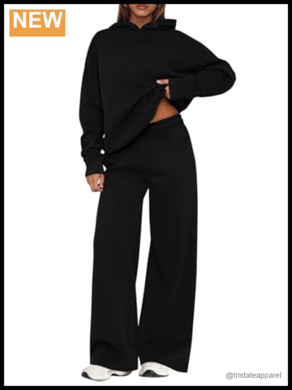 PRETTYGARDEN 2 Piece Lounge Set Cotton Polyester Sweatsuit Hoodie Wide Leg